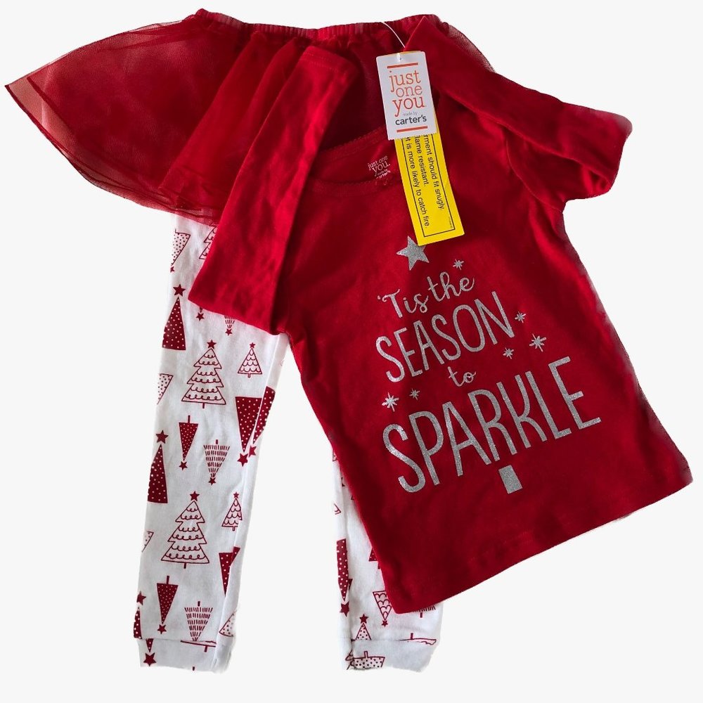 Just One You by Carter's Girls Red Christmas Pajamas with Tutu Size 2T